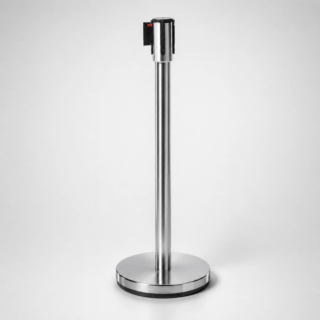 Słupek odgradzający z taśmą czarną 250 cm CLASSIC